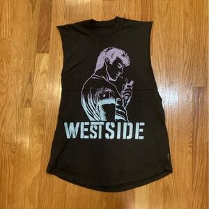 Unisex long tank top with graphic print on front and back